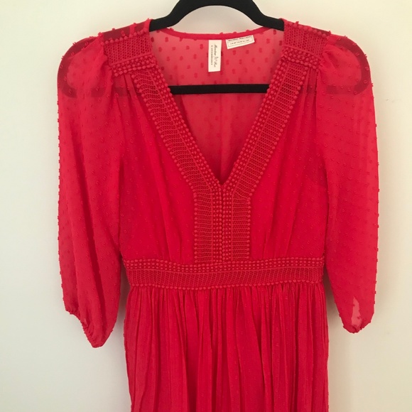 Anthropologie Dresses & Skirts - Red Swiss Dot Dress 0P
